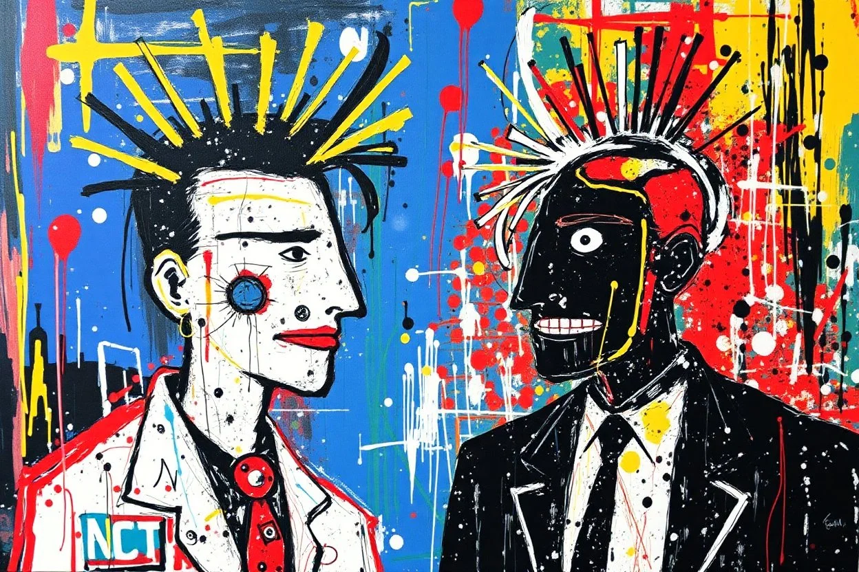 blurred lines for warped minds basquiat x pollock pixels on canvas
