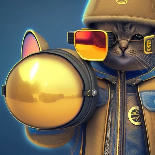 cat toddler, steampunk headphone, sun-glass, gangsta reckless, full body, yellow puffer jacket, Tokyo background, dramatic lighting, hyper realistic, unreal engine 5, 16k