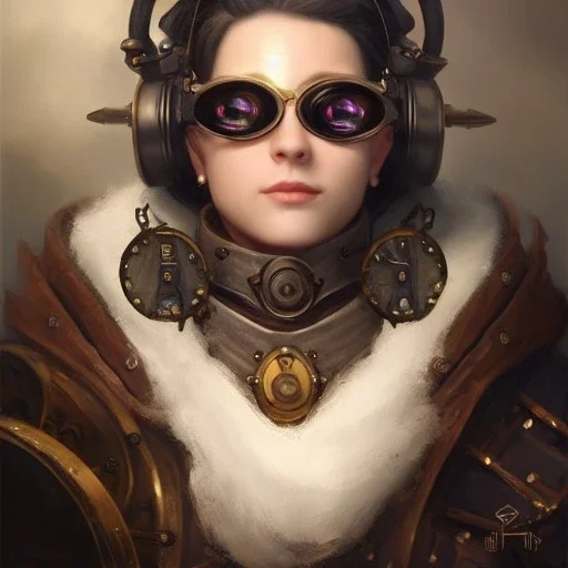 a _ fantasy _ style _ portrait _ painting _ of beautiful white male dwarf black hair short head smirk round face steampunk goggles rpg dnd oil _ painting _ unreal _ 5 _ daz. _ rpg _ portrait _ extremely _ detailed _ artgerm _ greg _ rutkowski _ greg