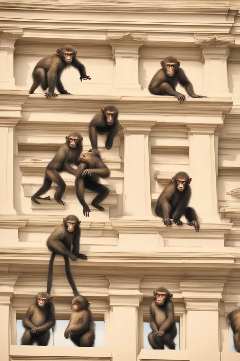 ugly creatures resembling monkeys climbing up the capitol building wall