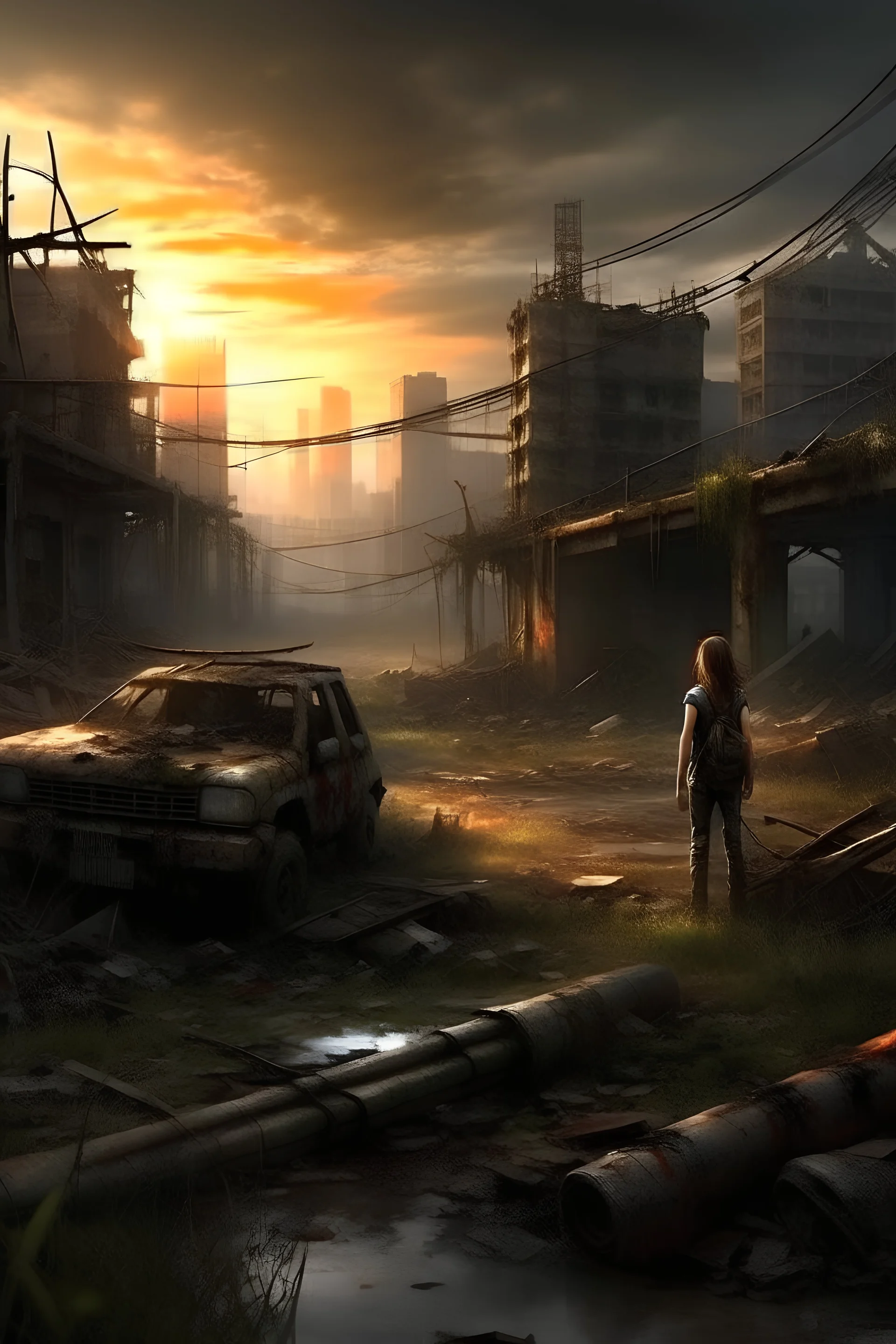 city of survivors, post-apocalyptic, concept art,