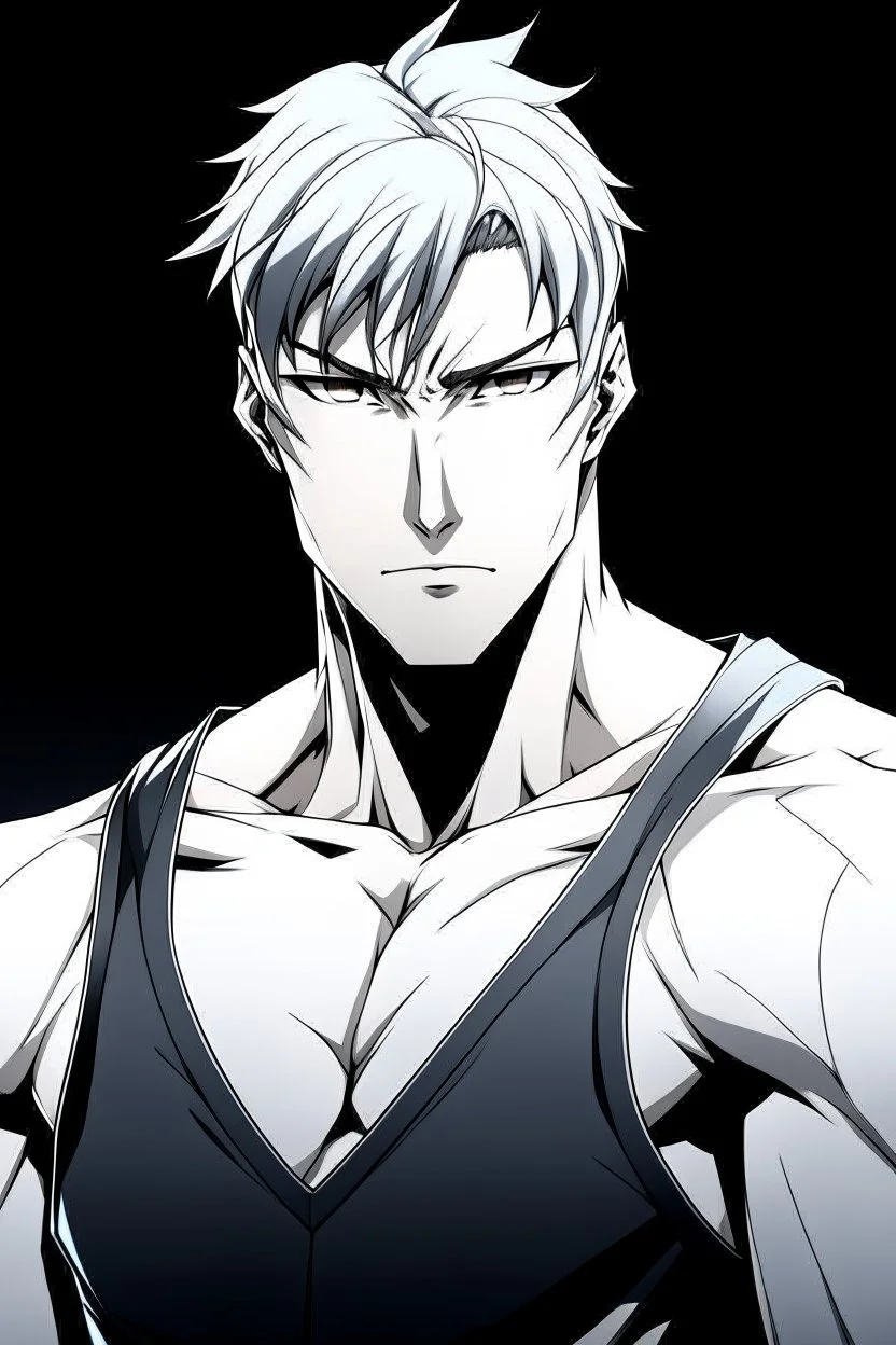 Anime the same photo but wearing a white superhero suit