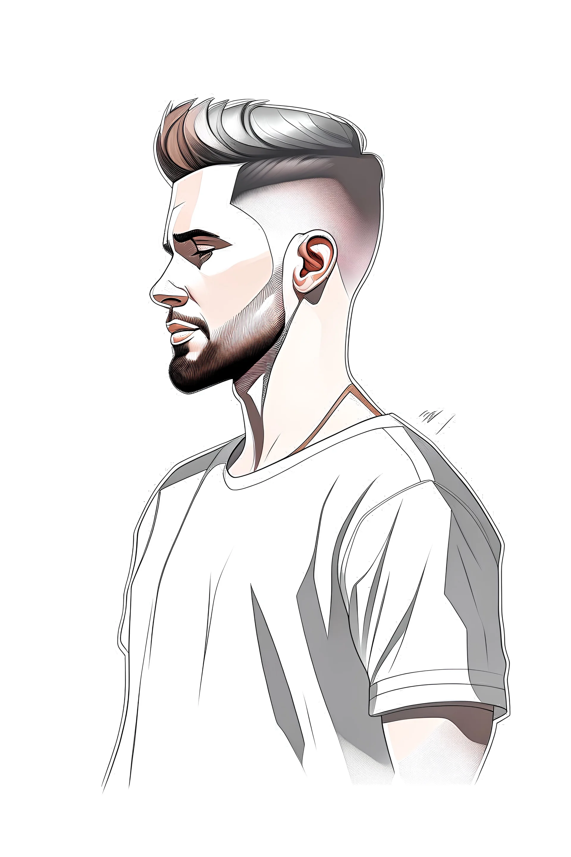 A developer , wearing t-shirt, realistic arts, character of man, profile picture, white background