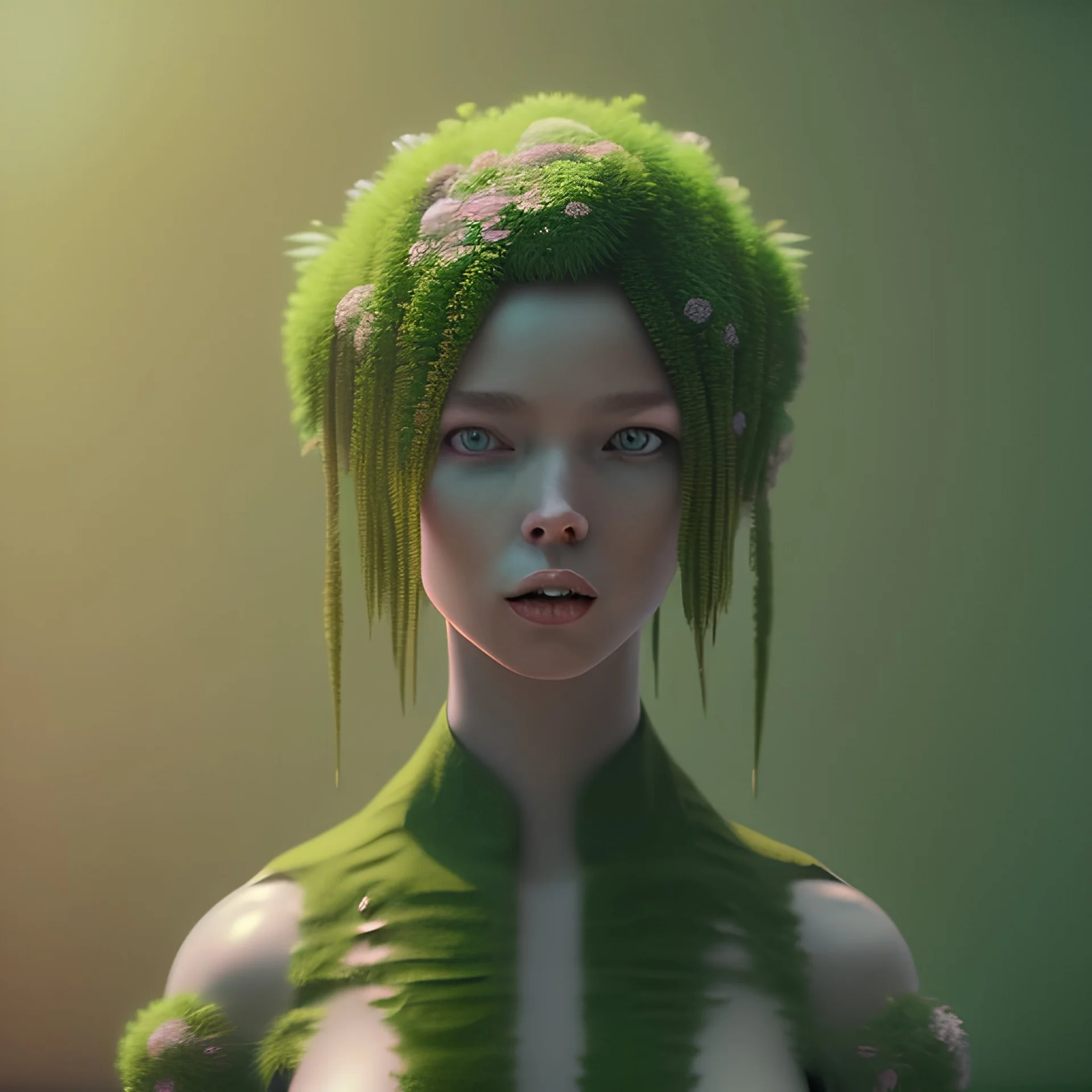 plant girl, fantasy art, octane render, redshift render,ambient lighting