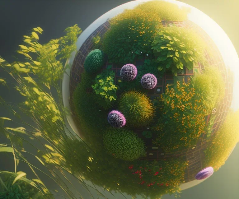 globe, plants and flowers around, kente, cinema 4d, octane render, high detail