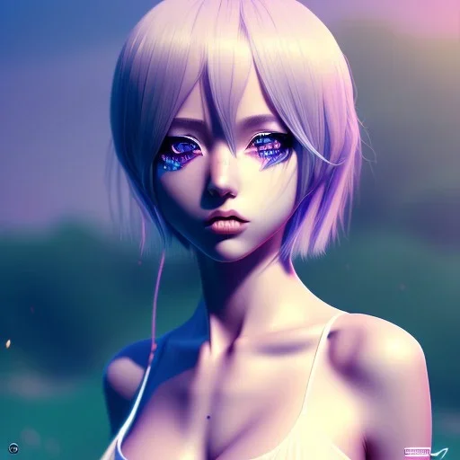 washboardpunk anime girl, landscape, hyper detailed octane render, 8k, anime style