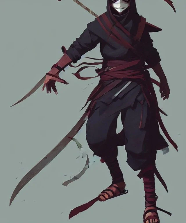 A young anime strong Ninja, character design, Greg Rutkowski