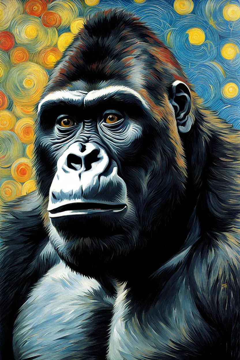 Portrait of a gorilla by Van Gogh