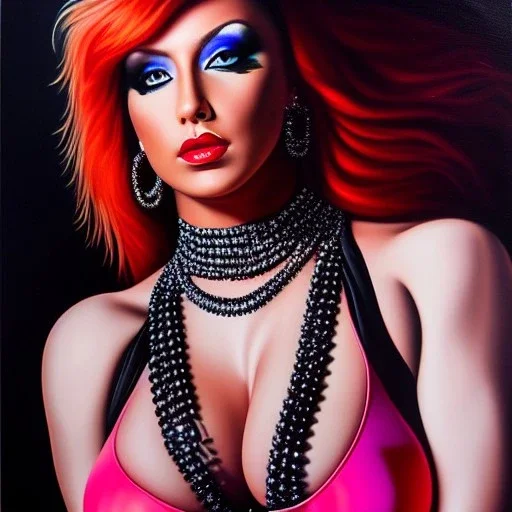 Ultra detailed fullbody Portrait in oil on canvas of beautiful fit busty punk Julie(heavy metal 2000),extremely detailed digital painting,ultrarealistic skin,intense stare, extremely detailed face, crystal clear eyes, mystical colors ,perfectly centered image, perfect composition, rim light, beautiful lighting,masterpiece ,8k, stunning scene, raytracing, anatomically correct, in the style of Simon Bisley and uncannyknack and Ohrai Noriyoshi and robert e howard and Steve Jung.