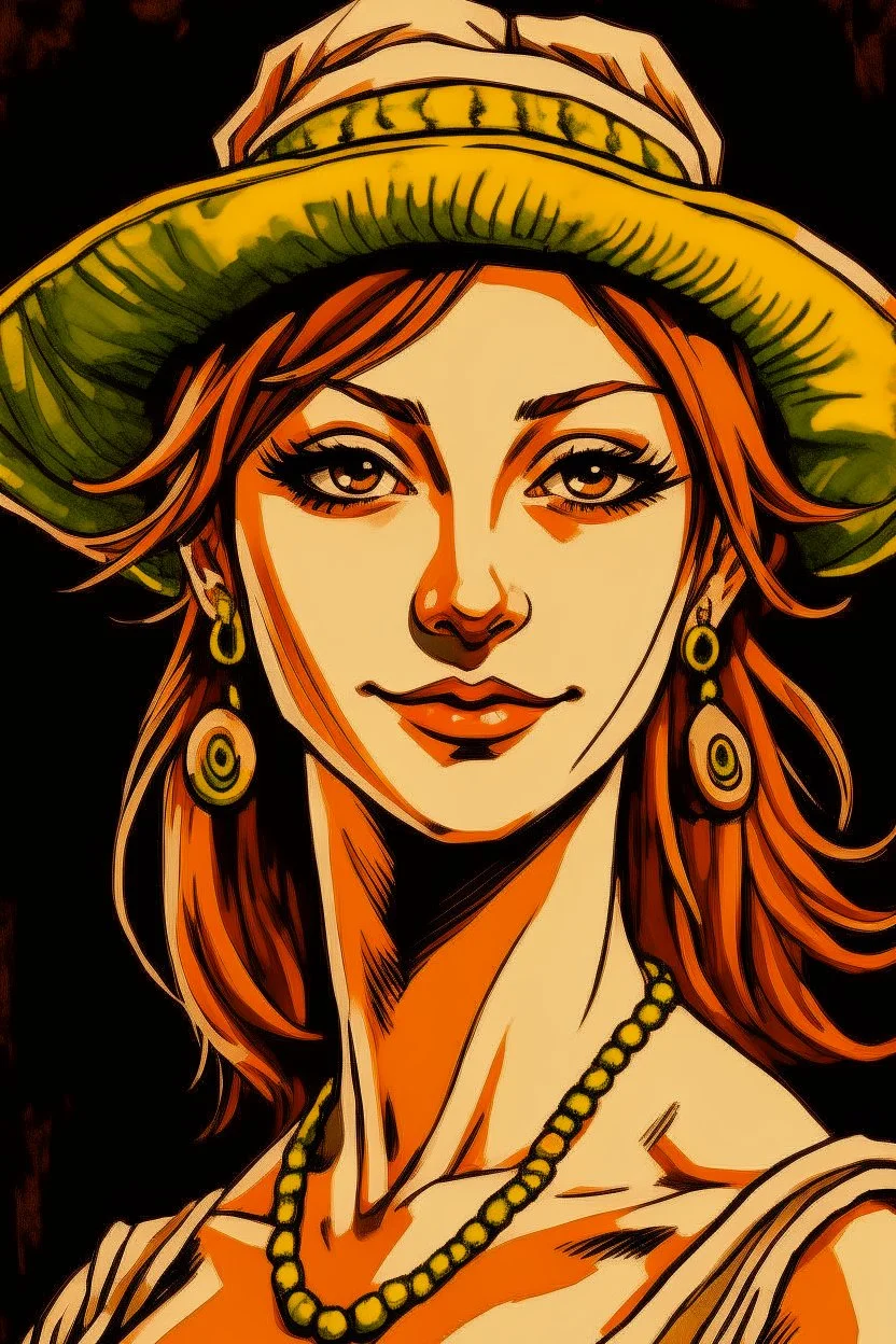 Portrait of Nami, from One Piece manga; Caravaggio style