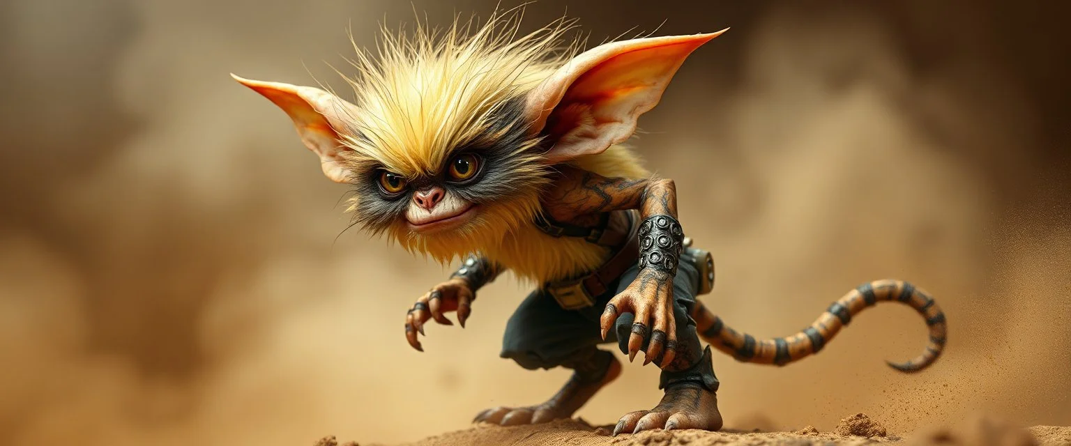 dandy fluffy gremlin with huge stiff power pants exoskeleton