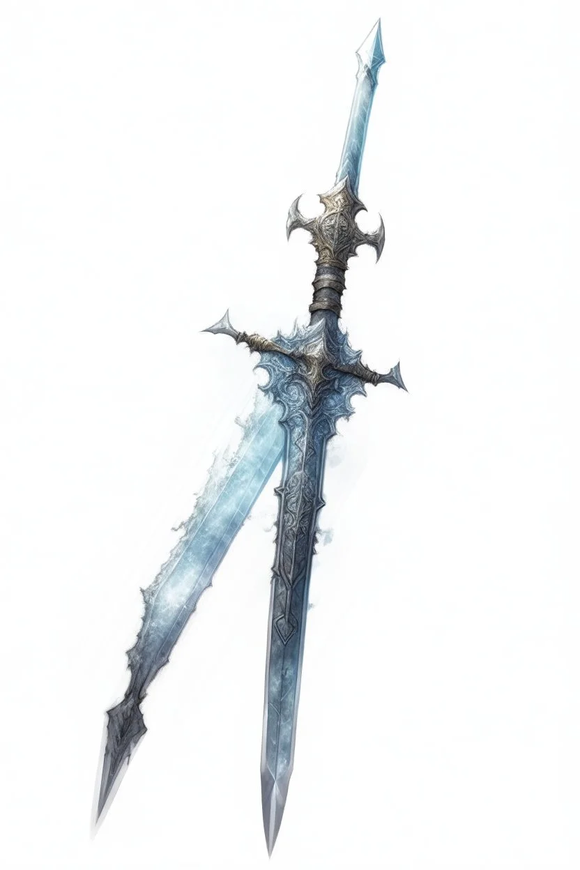 a large two-handed greatsword, surrounded by faint bluish magical energy
