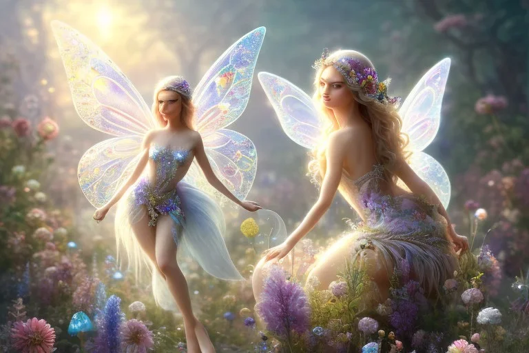 one very little beautiful fairy above one big crystal subtle flower in a galactic ambiance, transparent petals, delicate colors, in the foreground, full of details, smooth, bright sunshine，soft light atmosphere, light effect，vaporwave colorful, concept art, smooth, extremely sharp detail, finely tuned detail, ultra high definition, 8 k, unreal engine 5, ultra sharp focus