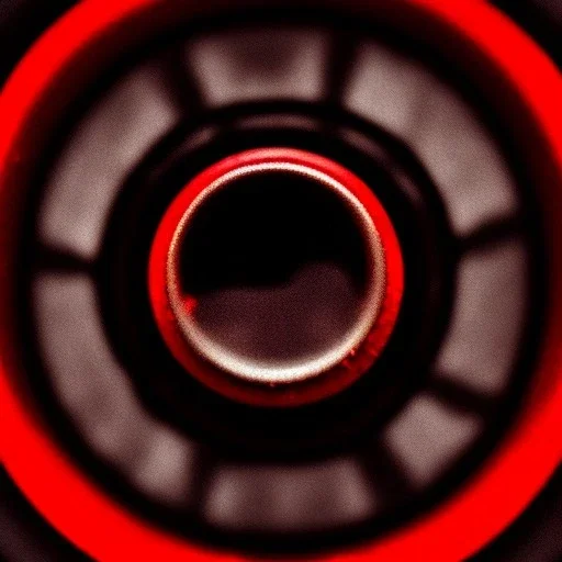 A close-up of a red stone ring on a pedal, Macro lens, highly detailed