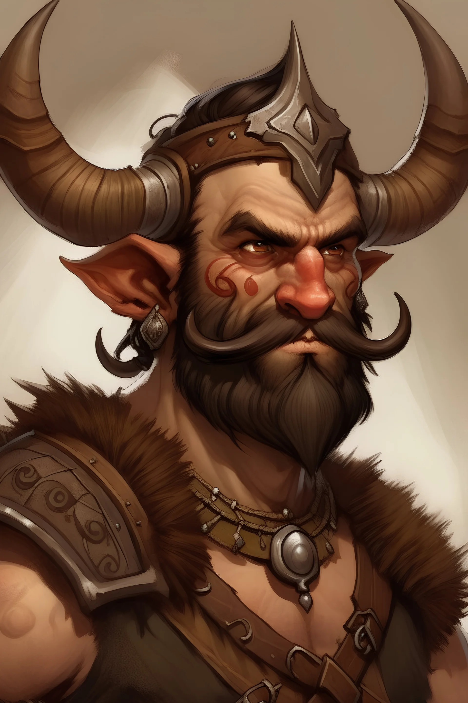 A bestial human barbarian from Dungeons & Dragons with mutton chops.