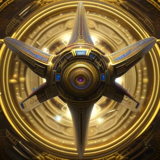 huge ornate spaceship made of brass flying through space