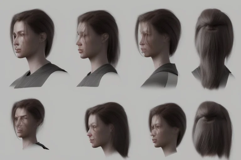 Female stylized character sheet for 3d modeling normal anatomy correct proportion Full front view side view and back anatomy .art station 8k fair skin