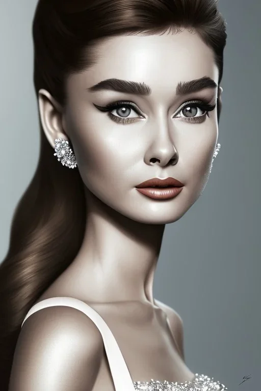 Audrey Hepburn as quinn Photorealistic dramatic hyperrealistic criyng clown paint ,Crystal black eyes, elegant, by WLOP,Artgerm,Greg Rutkowski, Beautiful dynamic,shadows,Artstation,concept design art,Octane render,8K