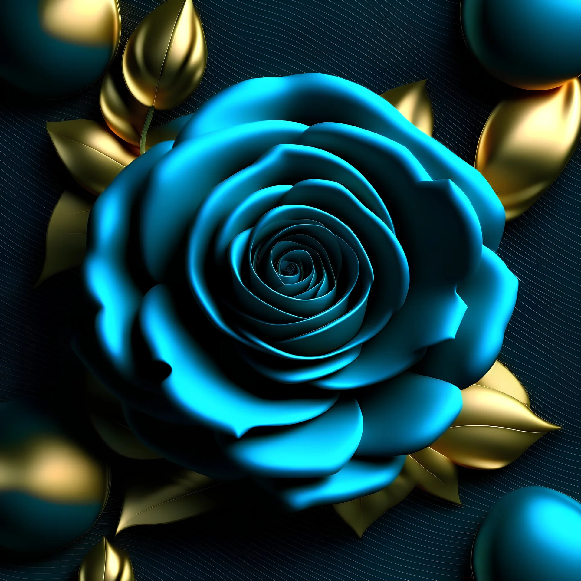 Create blue rose and gold background