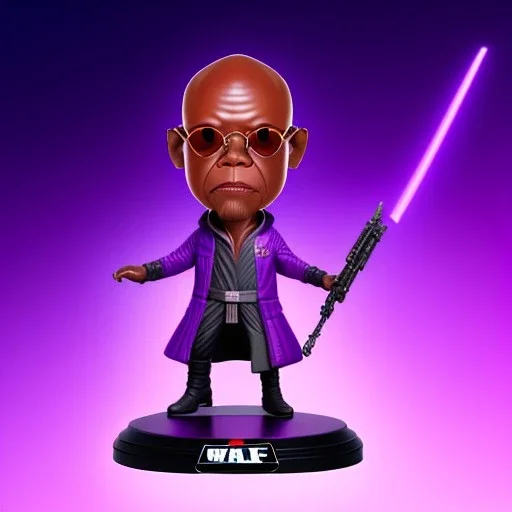 Bald mace windu Samuel Jackson purple bobblehead with boots, pommel, purple