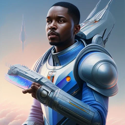 cosmos masterpiece, Ukrainian dude, sango fantasy, fantasy magic, sharp focus, illustration, highly detailed, digital painting, concept art, matte, artgerm and paul lewin and kehinde wiley, full figure, fit in board, cyber punk, pretty accurate hands face fingers, natural aye, fit within portrait