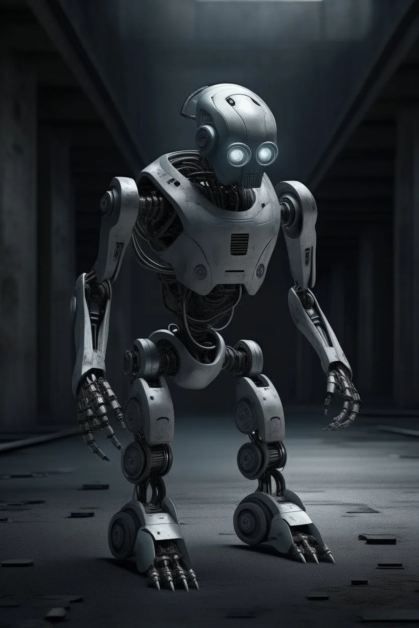 a scary robot searching for humans