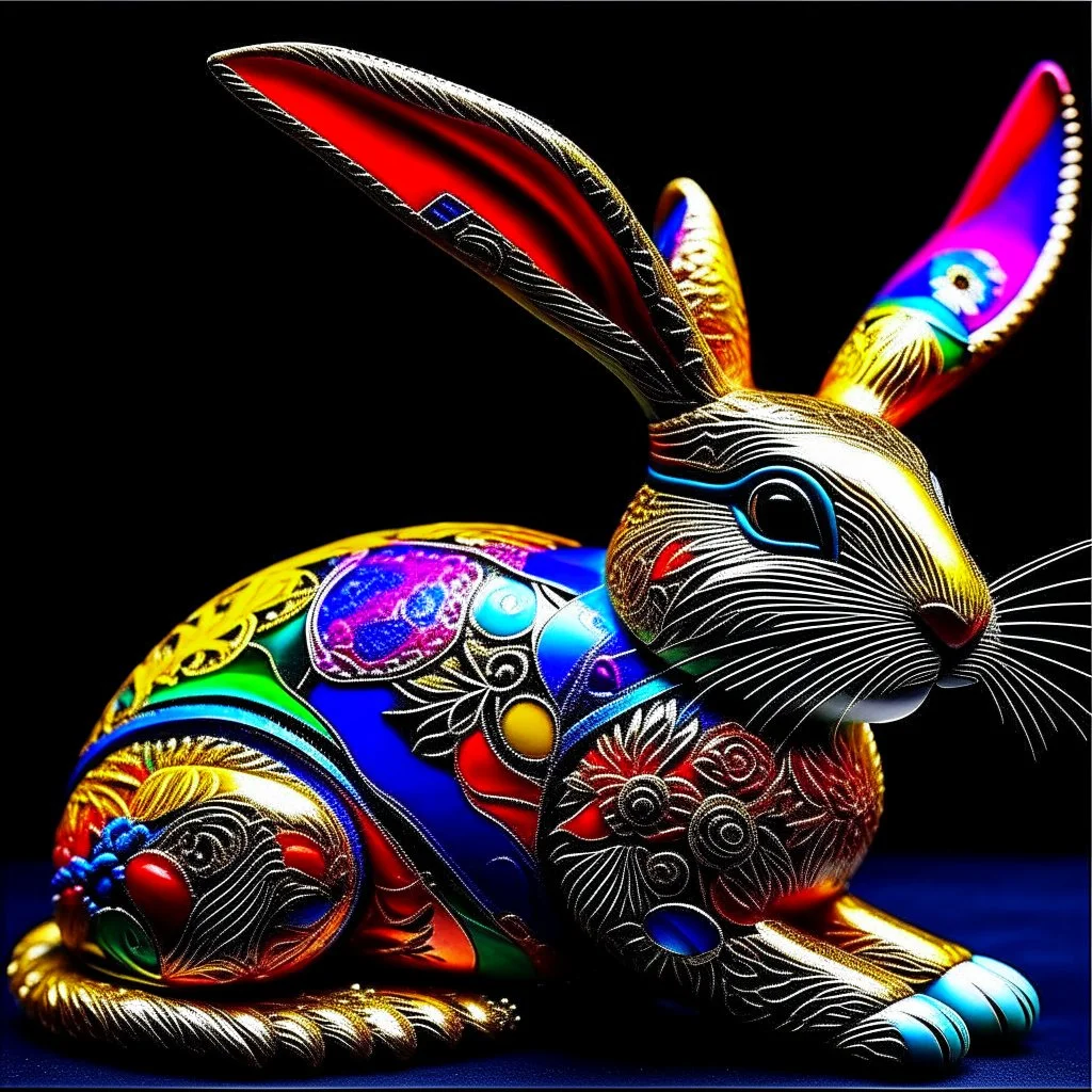 Beautiful rabit colorful art Deco, amazing artwork, hyper detailed, ultra maximalist quality, 12k