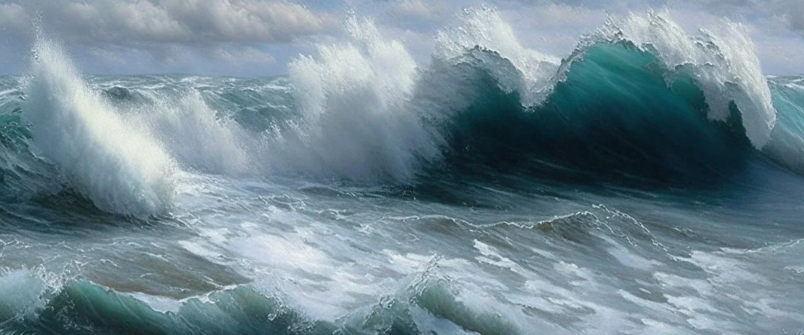 ocean, painting, realistic