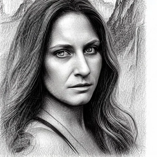 high-quality, fine-detail close-up pen and pencil sketch of Rachel Zegler as Maria, portrait, 8k resolution, intricate, digital art, detailed matte painting, photorealistic, volumetric lighting, Rafael Augusto, Juan Francisco Casas, Anne Dittman, Anne Stokes, Greg Rutowski