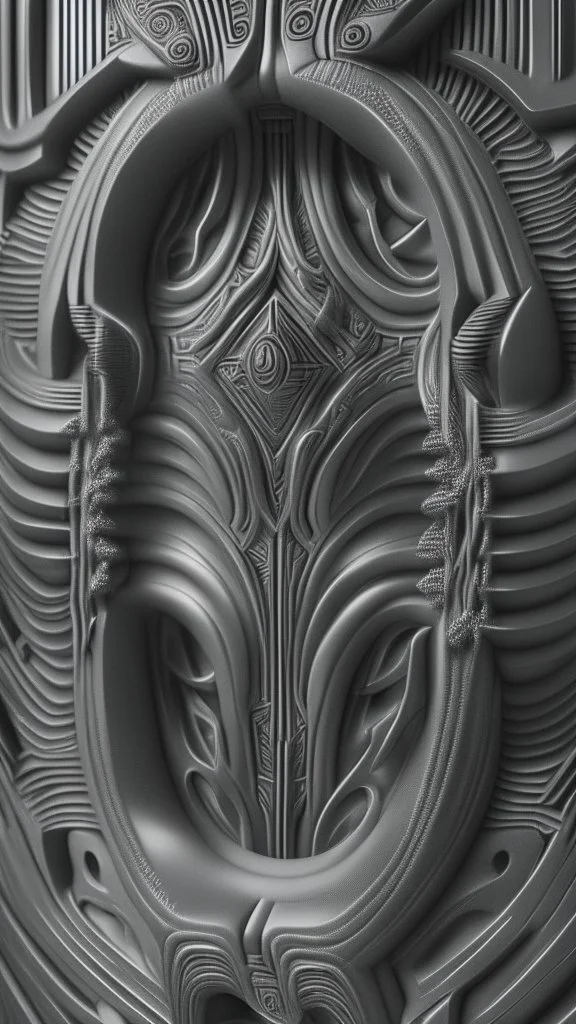 optical illusion 3D, monochrome, bas-relief 3D effect, photorealistic , in the style of H.R.Giger, , symmetric, high contrast, side light , modern, stylish, futuristic, surreal, intricated details, high resolution, octane render , unreal engine 5