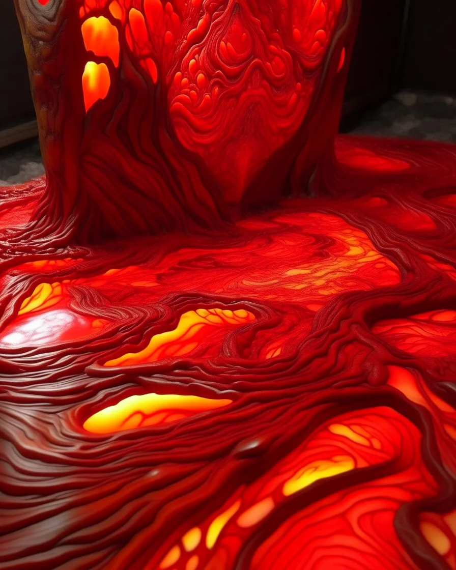 A red molten lava flows in underground designed in Mehndi design