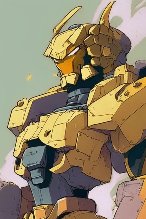 cool golden mecha comic style