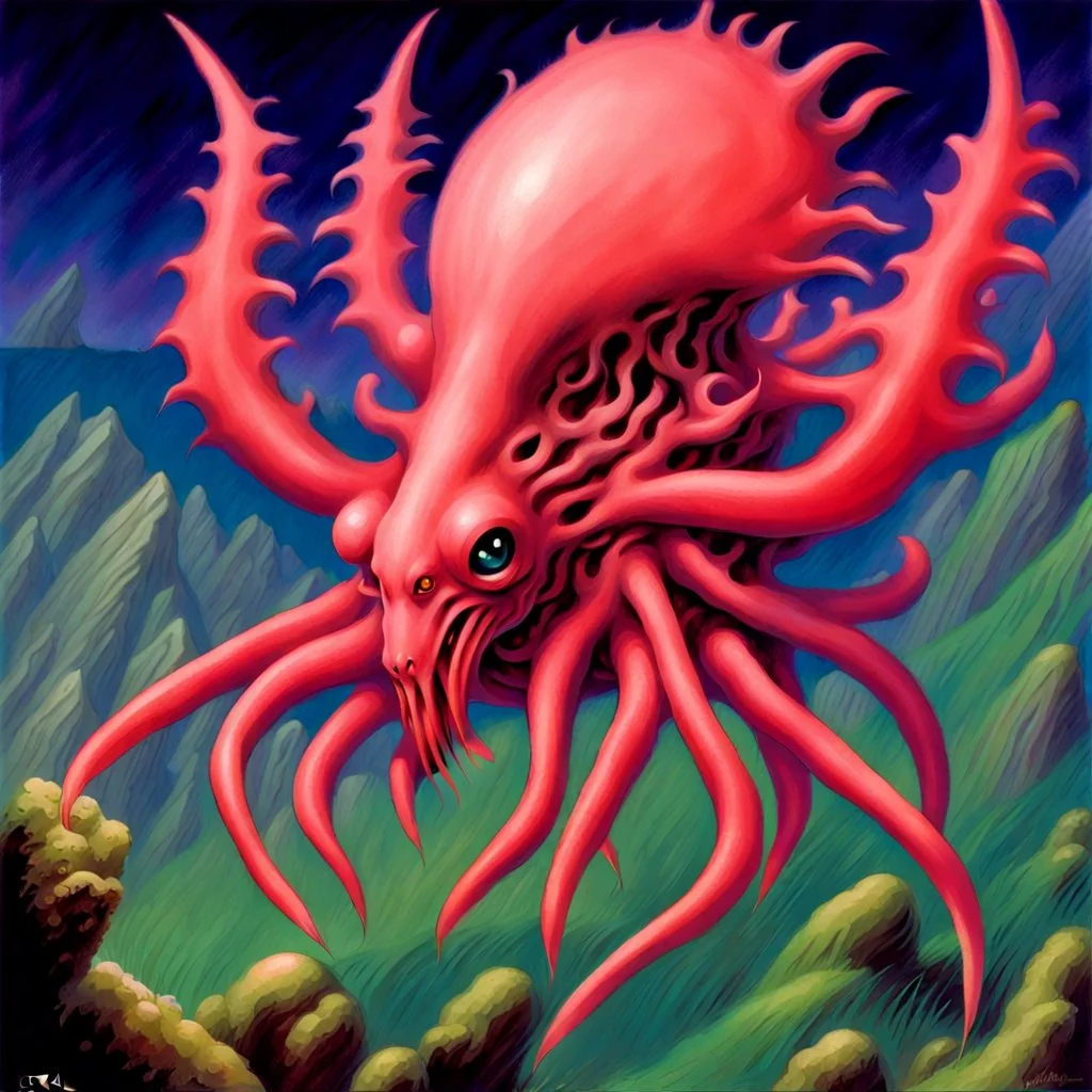 90's tcg fantasy art coral creature