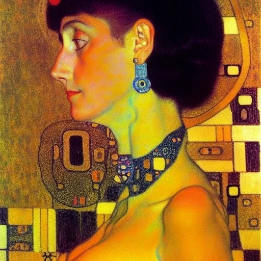 retrato de mujer bella con estilo de Gustav Klimt