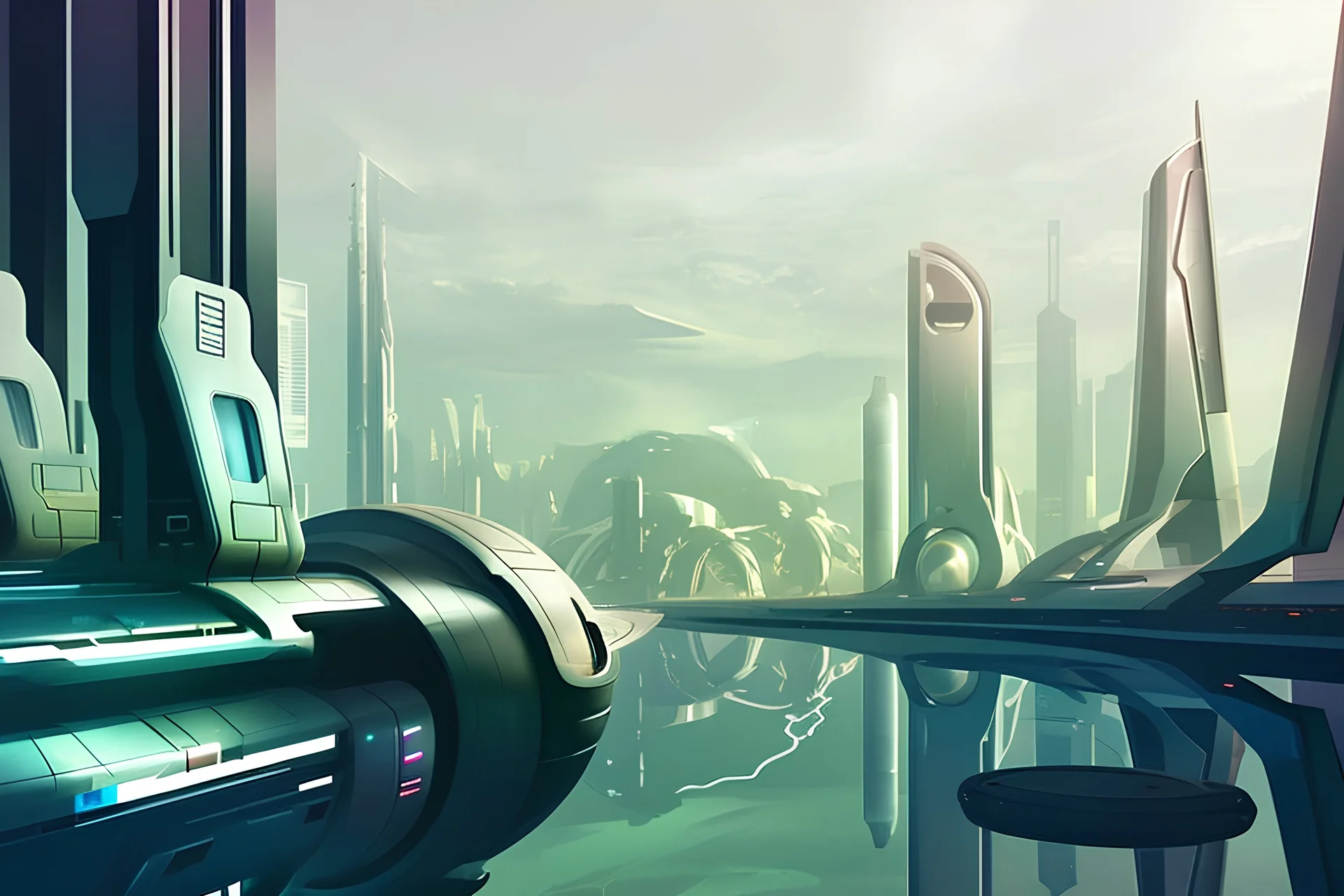Abstract futuristic city view