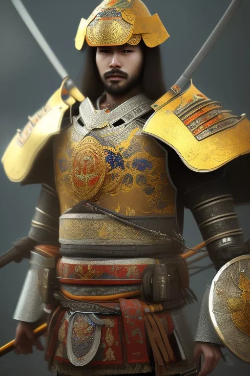 full portrai of samurai armour,high detail, volumetric lighting, tiny features, intricate detail,volumetric clouds