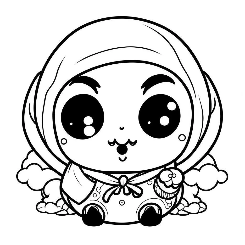 create a 2d black outline, "cute kawaii baby death coloring book for kids", coloring page, low details design, black contour, coloring page design, simple background, colorful , card style, coloring page for kids, white background, sketch style,