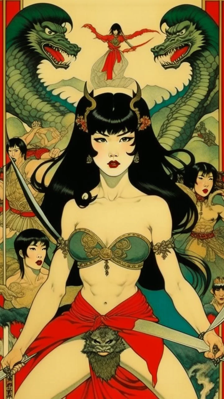 Betty Page art from japanese style 1900 movie. psicodelia.