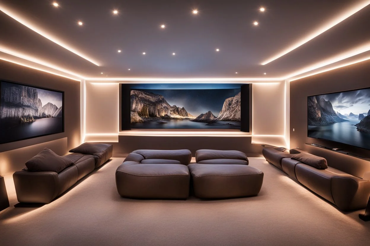 dedicated home cinema room with LED ambient lighting in the walls make sure the room is completely symmetrical