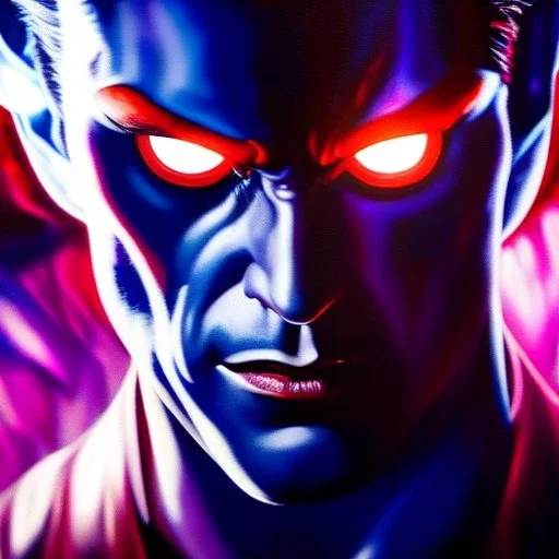 Ultra detailed fullbody Portrait in oil on canvas of Nightcrawler Xmen , extremely detailed digital painting, extremely detailed face,crystal clear Big Glowing eyes, mystical colors ,perfectly centered image, perfect composition, rim light, beautiful lighting, 8k, stunning scene, raytracing, anatomically correct, in the style of robert e howard and Ken Kelley and Ohrai Noriyoshi and Simon Bisley and tomzj1