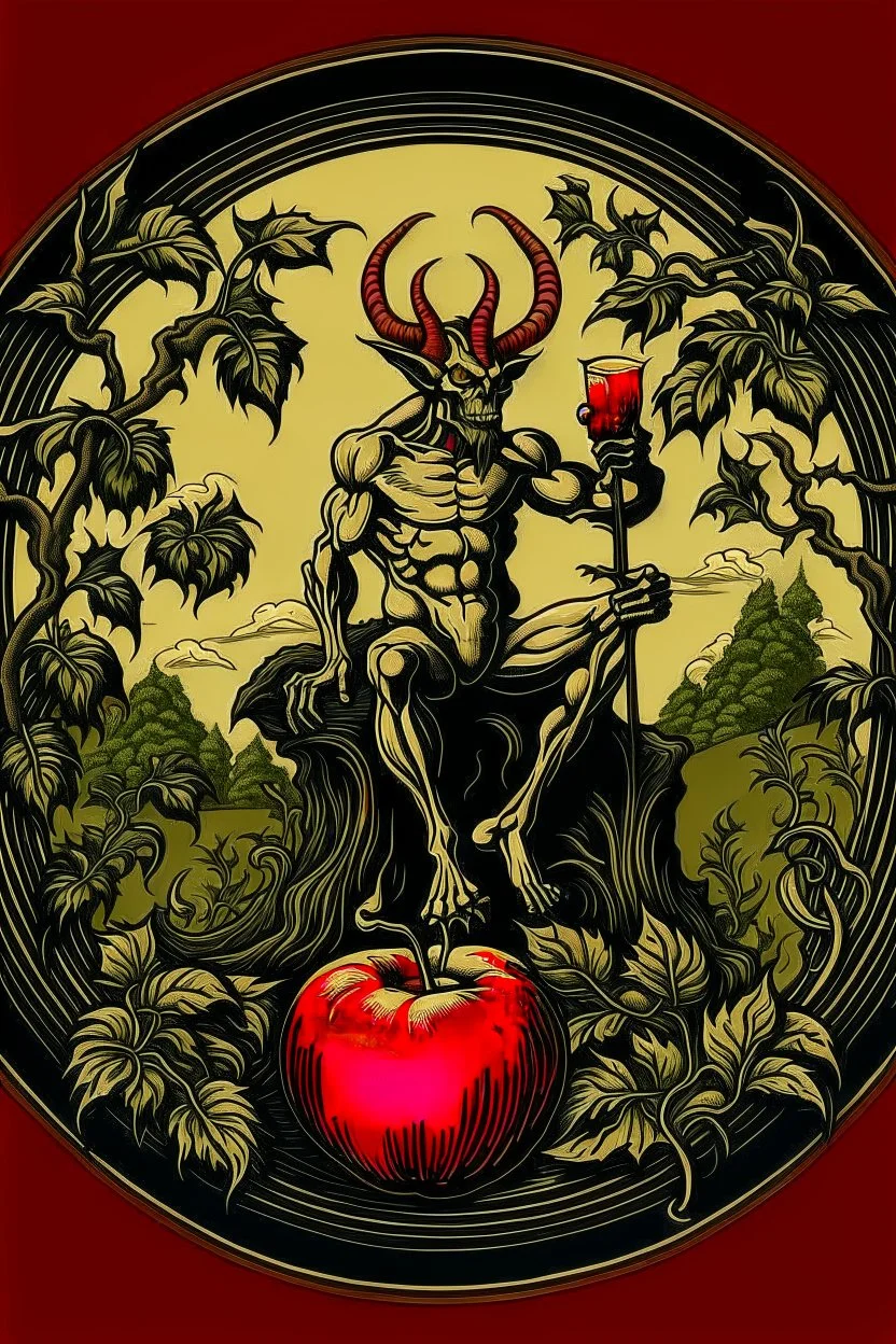 logo du diable au jardin d'eden buvant de l'alcool