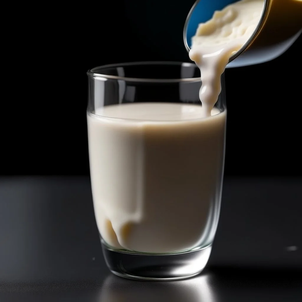 Cake dipped in milk in a glass of milk