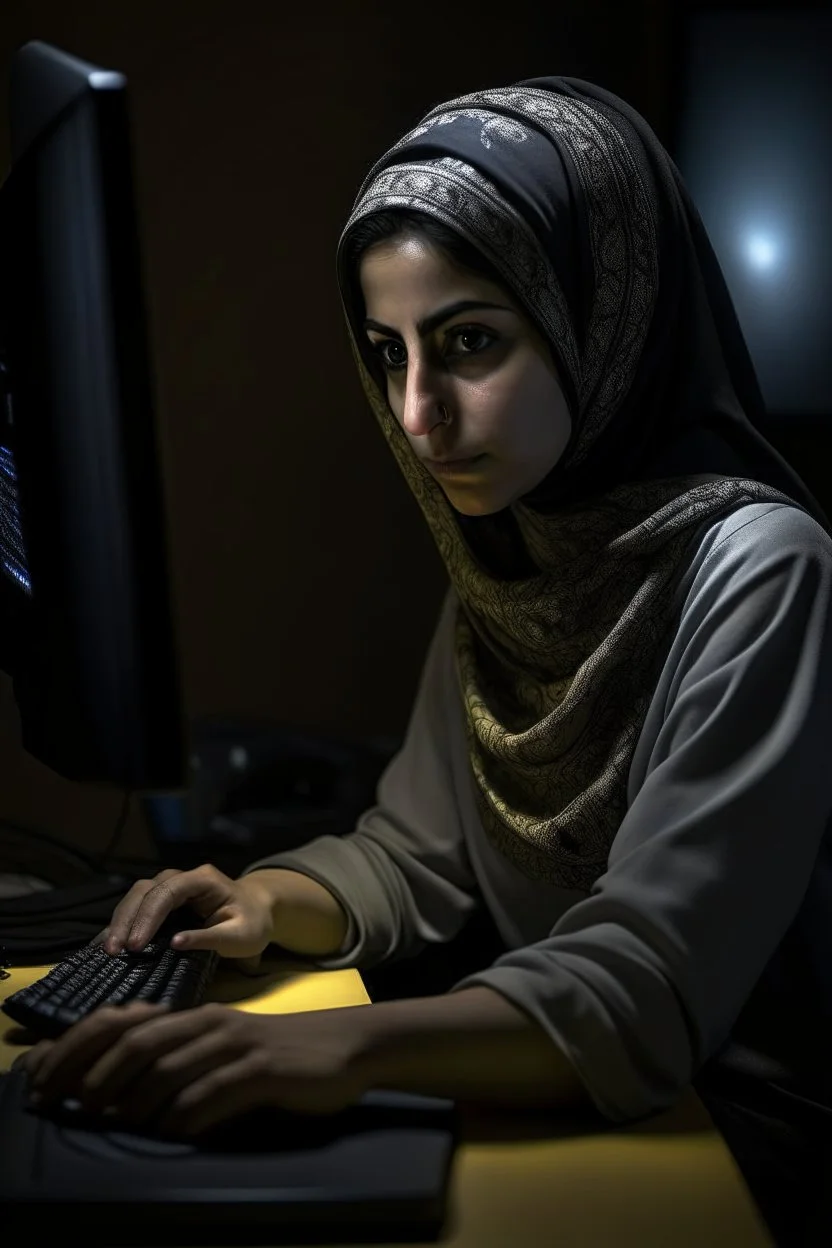 dansih iran woman working with computer