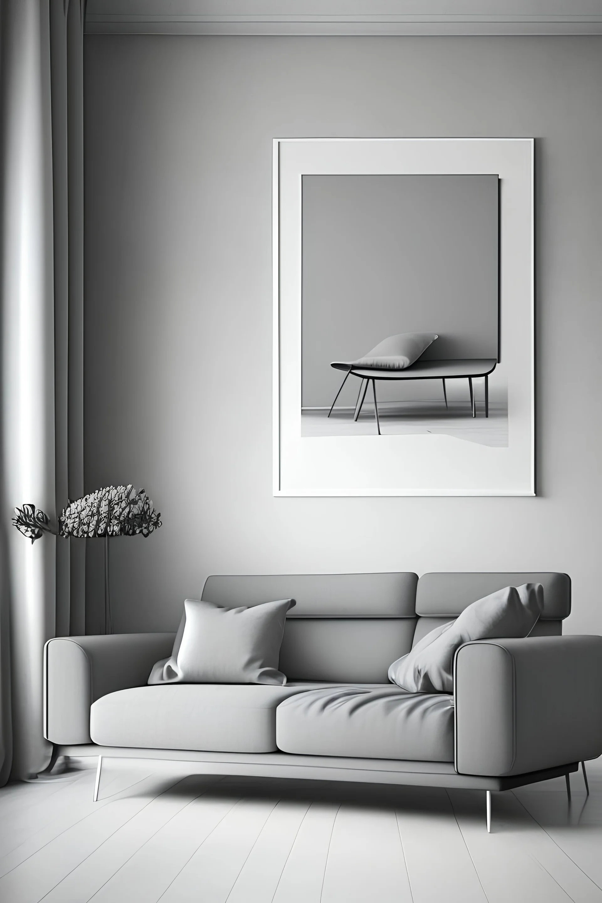 Grey color sofa minimalist for living room without legs