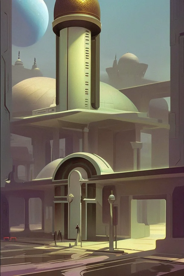 mosque 70s sci fi art