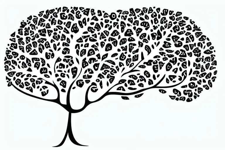 Vector tree illustration white background die cut