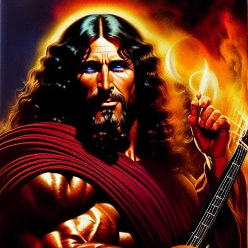 portrait oil on canvas,'Lord Jesus Christ',comic book cover, mystical colors,insanely detailed,realistic,intrincate detail, 16k resolution, masterpiece,Simon Bisley,Frank Frazetta,Alex Horley,ARTHUR ADAMS