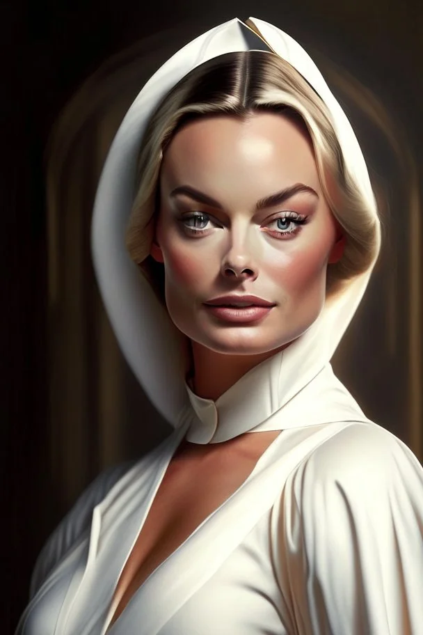 Margot Robbie as a nun.half body shot