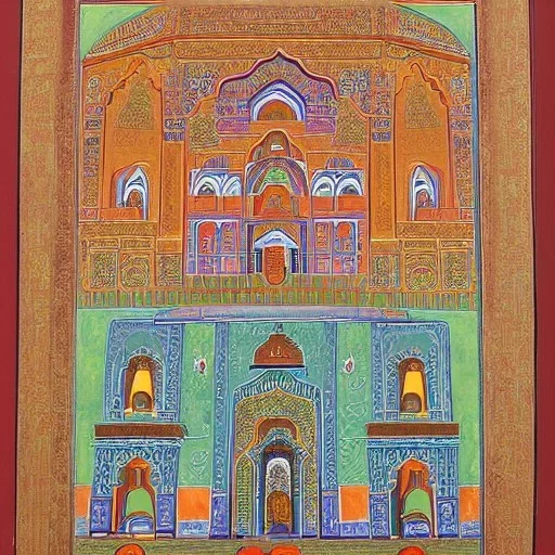 spiritual chakra consciousness of Indian temple mosque architecture in Tibetian painting style