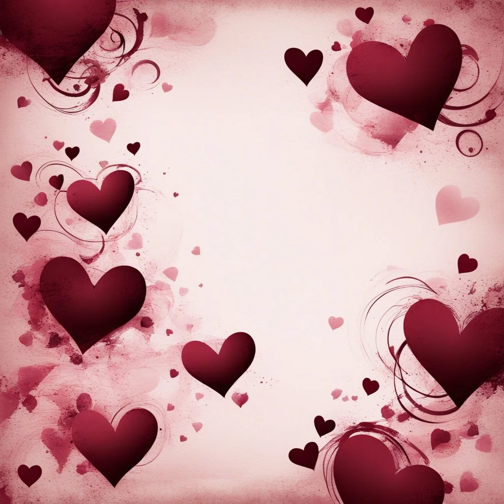 Light Pink And Maroon Whirling Hearts Romantic Grunge Background.